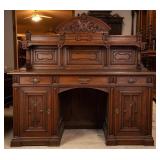 19TH C. FRENCH OAK PEDESTAL SECRETARY DESK