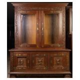 FRENCH RENAISSANCE STYLE OAK VITRINE