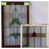 TWO IRISH STAINED GLASS PANELS