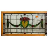 FRENCH ART NOUVEAU STAINED GLASS PANEL