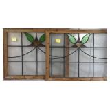 PAIR OF ENGLISH STAINED GLASS PANELS