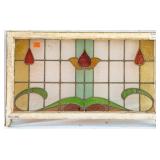 FRENCH ART NOUVEAU STAINED GLASS PANEL