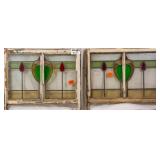 PAIR OF FANTIQUE CONTINENTAL STAINED GLASS PANELS