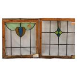 TWO ANTIQUE CONTINENTAL STAINED GLASS PANELS