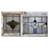 TWO CONTINENTAL STAINED GLASS PANELS