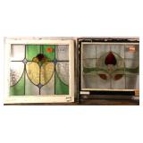 TWO CONTINENTAL ART NOUVEAU STAINED GLASS PANELS