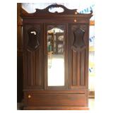 FRENCH MAHOGANY MIRRORED ARMOIRE