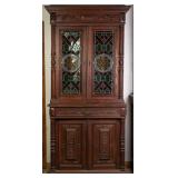 FRENCH RENAISSANCE REVIVAL STAINED GLASS BUFFET