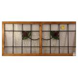 FRENCH ART NOUVEAU STAINED GLASS DOUBLE PANEL