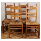 SET OF 4 19TH C. FRENCH LADDER BACK RUSH SEAT CHAI