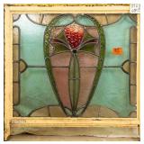 FRENCH ART NOUVEAU STAINED GLASS PANEL