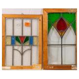 TWO CONTINENTAL STAINED GLASS PANELS