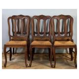 SET OF 6 19TH C. FRENCH OAK RUSH SEAT CARVED CHAIR