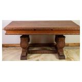 ENGLISH JACOBEAN STYLE DRAW LEAF DINING TABLE