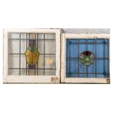 TWO CONTINENTAL STAINED GLASS PANELS