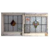 TWO CONTINENTAL STAINED GLASS PANELS