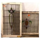 TWO ANTIQUE CONTINENTAL STAINED GLASS PANELS