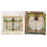 TWO FRENCH ART NOUVEAU STAINED GLASS PANELS
