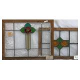 TWO CONTINENTAL STAINED GLASS PANELS