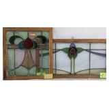 TWO CONTINENTAL STAINED GLASS PANELS