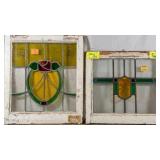 TWO ANTIQUE CONTINENTAL STAINED GLASS PANELS
