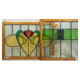 TWO ANTIQUE CONTINENTAL STAINED GLASS PANELS