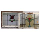 TWO CONTINENTAL STAINED GLASS PANELS