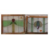 TWO ANTIQUE CONTINENTAL STAINED GLASS PANELS