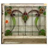 FRENCH ART NOUVEAU STAINED GLASS PANEL