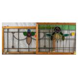 TWO FRENCH ART NOUVEAU STAINED GLASS PANELS