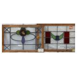 TWO CONTINENTAL STAINED GLASS PANELS