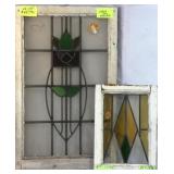 TWO CONTINENTAL STAINED GLASS PANELS