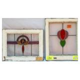 TWO FRENCH ART NOUVEAU STAINED GLASS PANELS
