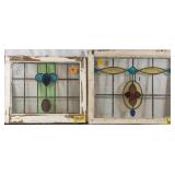 TWO ANTIQUE CONTINENTAL STAINED GLASS PANELS