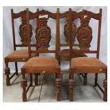 SET OF 4 FLEMISH HAND CARVED CHAIRS