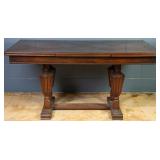 FRENCH MARQUETRY DRAW LEAF DINING TABLE