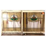 PAIR OF FRENCH ART NOUVEAU STAINED GLASS PANELS
