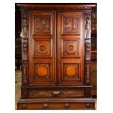 FRENCH FIGURAL CARVED ARMOIRE