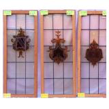 THREE STAINED GLASS PANELS