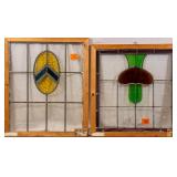 TWO CONTINENTAL STAINED GLASS PANELS