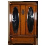 FRENCH OAK MIRRORED ARMOIRE