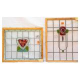 TWO FRENCH STAINED GLASS PANELS