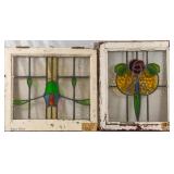 TWO ANTIQUE CONTINENTAL STAINED GLASS PANELS