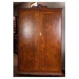 ENGLISH EDWARDIAN BURL WALNUT WARDROBE