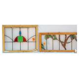 TWO FRENCH STAINED GLASS PANELS