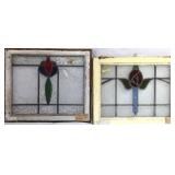 TWO CONTINENTAL STAINED GLASS PANELS
