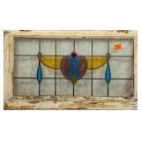 FRENCH ART NOUVEAU STAINED GLASS PANEL