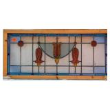 FRENCH ART NOUVEAU STAINED GLASS PANEL