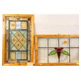 TWO CONTINENTAL STAINED GLASS PANELS