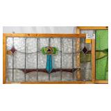 TWO FRENCH ART NOUVEAU STAINED GLASS PANELS